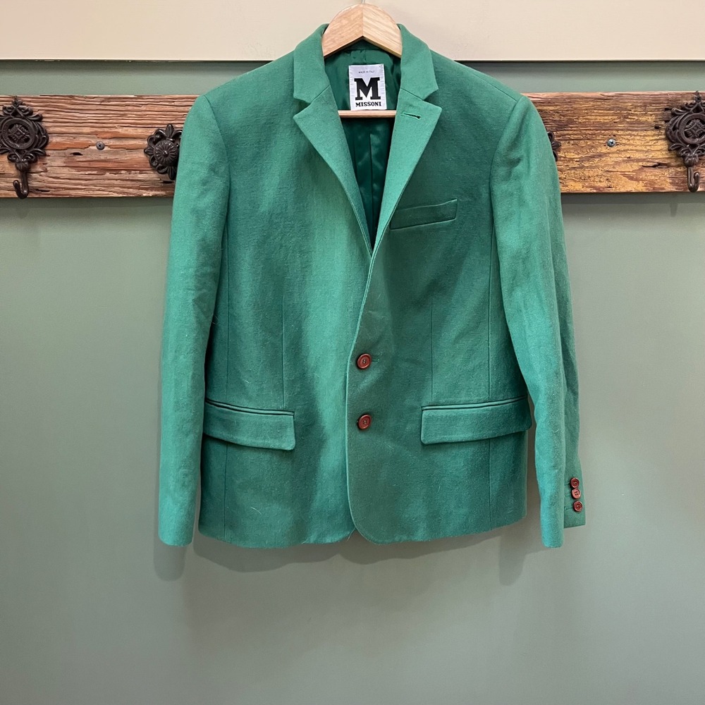 M Missoni Kelly Green Linen Virgin Wool Blazer Made in Italy Size 40 QD3CE2152S5